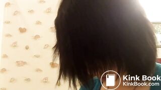 Soft poop from attractive brunette