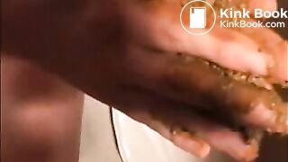 Girl shitting and smearing it all over her body