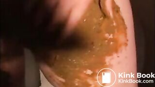 Girl shitting and smearing it all over her body