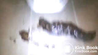 Sexy blonde's long poop on toilet floor