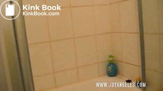 Lady in sexy white boots pooping