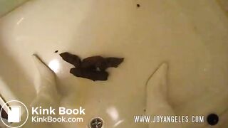 Lady in sexy white boots pooping