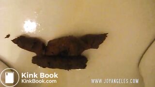 Lady in sexy white boots pooping