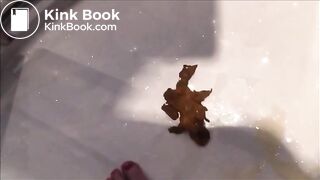 Girl shit and piss in the shower and put her feet on it