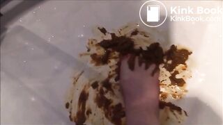 Girl shit and piss in the shower and put her feet on it