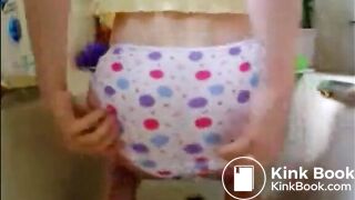 Girl shitting on panty and smearing it on butt