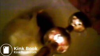 Girl shitting in the toilet and inserting dildo on her asshole