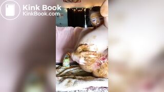 Hottie - huge dildo quiet scat play!