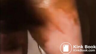 Woman smearing shit on her body