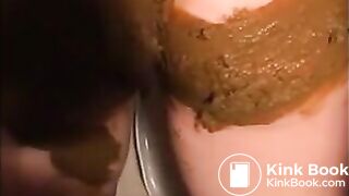 Woman smearing shit on her body