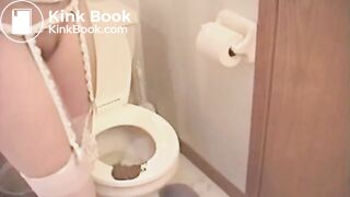 Russian lady's huge messy poop