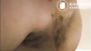 Dirty ass milf farting with shit