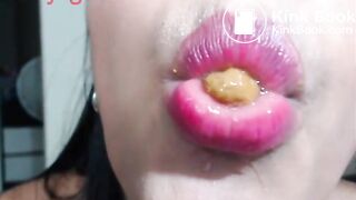 Young slut shitting with balls and taste
