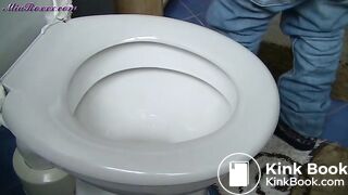 Mia misses the toilet bowl