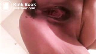 Big belly woman shitting closeup