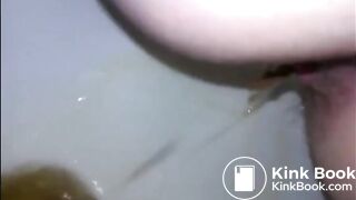 Hairy woman shitting very closeup