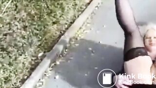 Poop and pee lying on her back at roadside