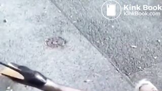 Poop and pee lying on her back at roadside