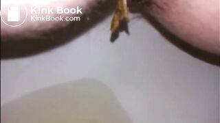 Hairy milf shitting in the toilet