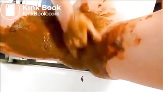 Scat woman shitting masturbating and squirting