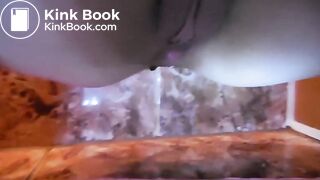 Big poop on the marble tiled floor