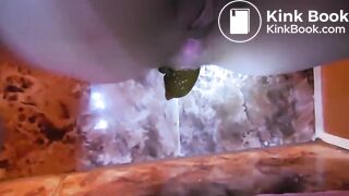 Big poop on the marble tiled floor