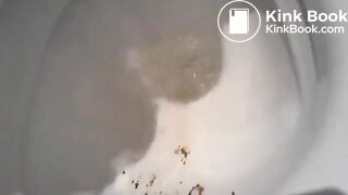 Blonde German lady pooping in toilet