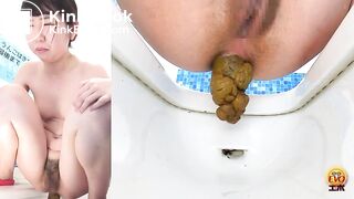 Asian Dorm Girl Held A HUGE Turd For Us