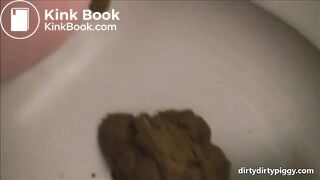 Girl shitting in the toilet closeup