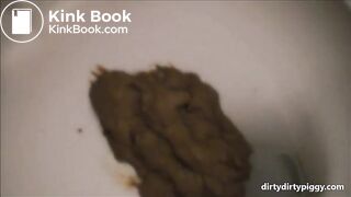 Girl shitting in the toilet closeup