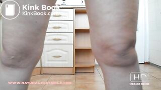 Big lady's big poo in her kitchen