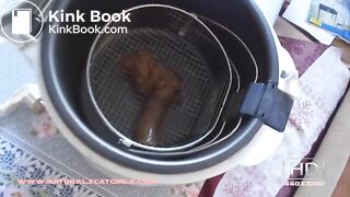 Poop in a deep fat fryer