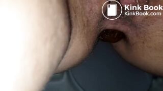 Hairy lady's big toilet shit