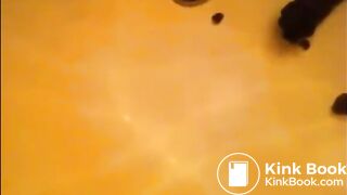 Skinny teen shitting with tanga