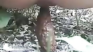 A huge poop in the bushes