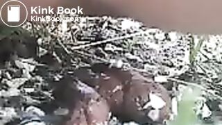 A huge poop in the bushes