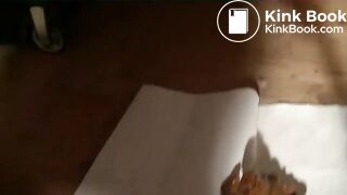 Pooping while she roots in the attic