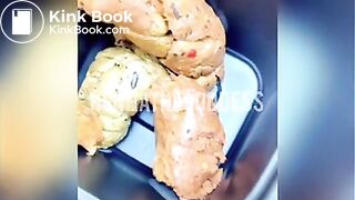 Slim ebony girl shits