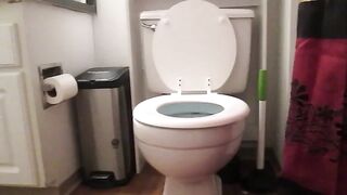Blonde's big toilet poop