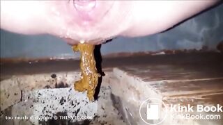 girl shitting in a dirty toilet