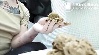 Scat smear in public bathroom