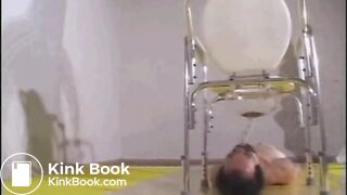Slave gets fed a shitty enema expulsion through a special toilet bowl