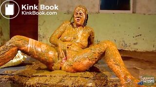 Betty squirts while being completely covered in cowshit
