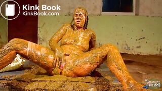Betty squirts while being completely covered in cowshit