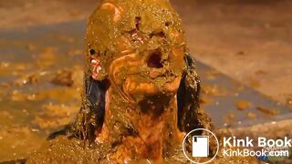 Betty has her whole face covered with cowshit