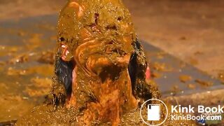 Betty has her whole face covered with cowshit