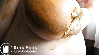 Mature bbw smearing shit on her huge tits