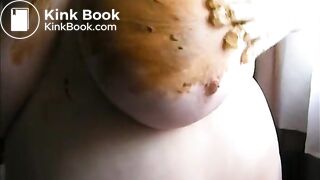 Mature bbw smearing shit on her huge tits
