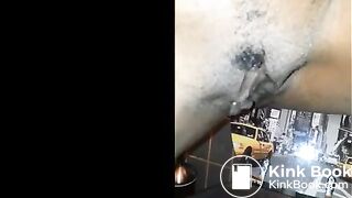 Dropping hard lumps into the toilet bowl