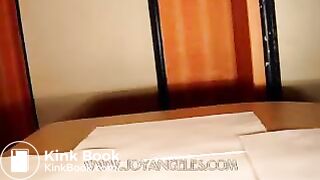 Blue jeans girl drops a big soft log